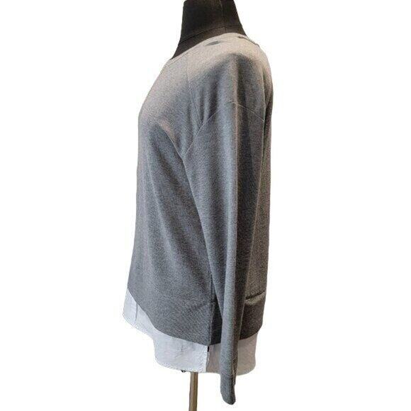 Soma Weekend Sweater Crew Pullover Blouse Combo Sz Large Gray White - Picture 6 of 11